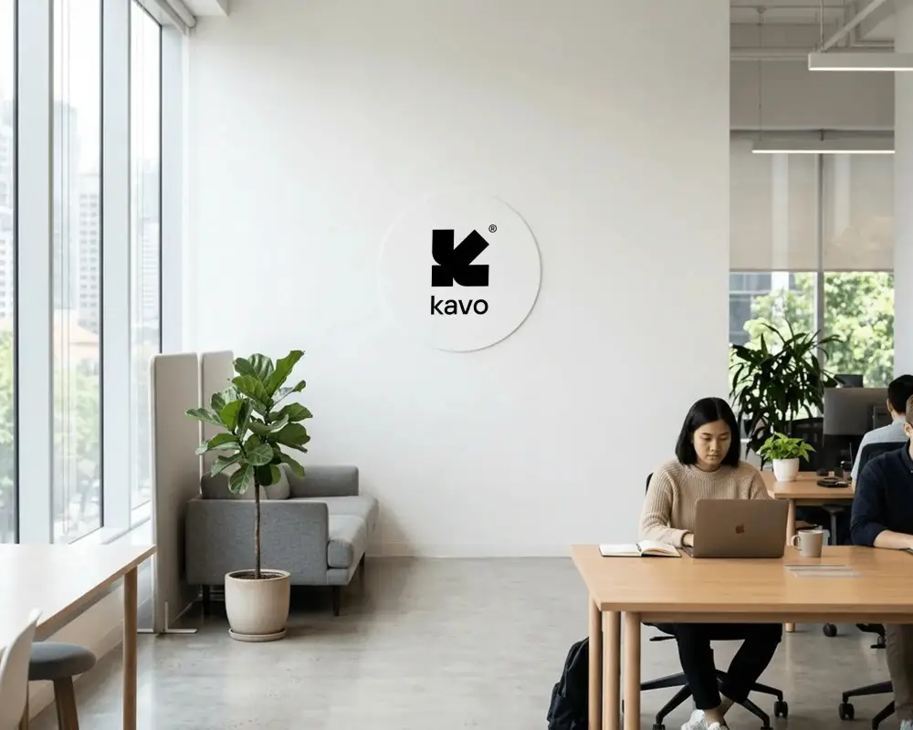 Modern Office Interior With White Wall Round Logo Mockup And Natural Lighting