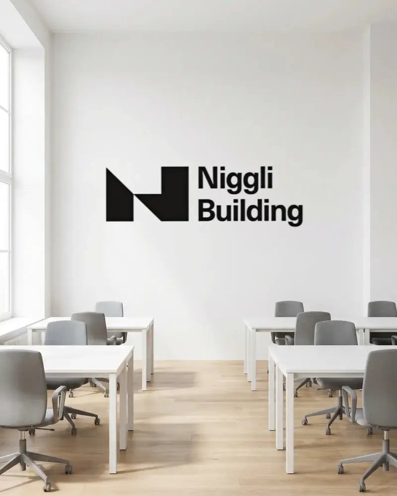 Modern Office Space With Empty White Walls And Minimalist Desk Arrangement For Logos