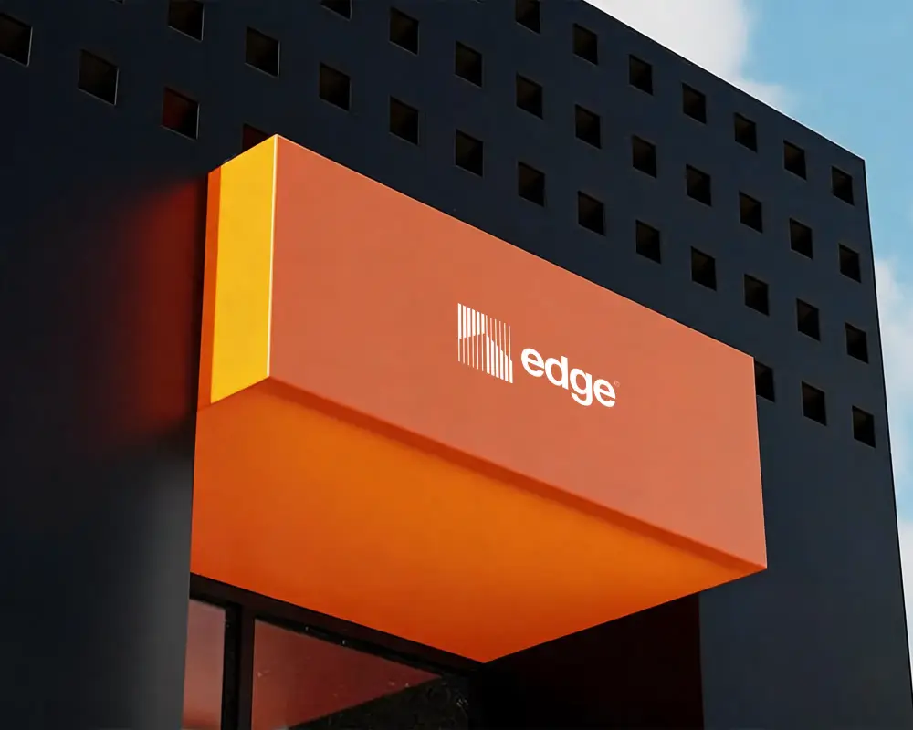 Modern Rectangular Wall Logo Mockup Exterior Branding Storefront Signboard Mockup