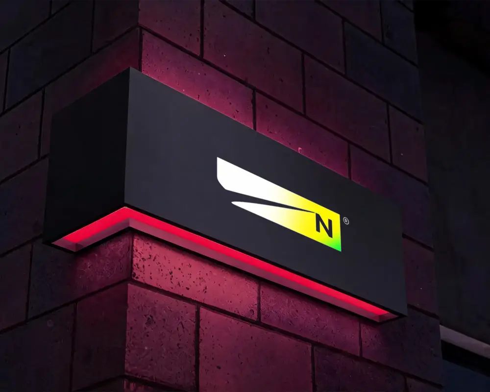 Sleek Minimalistic Wall Logo Mockup With Glowing Light Effect For Modern Brands