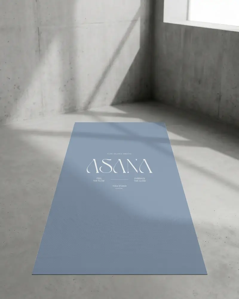 Clean Yoga Mat Mockup With Natural Light Shadow On Floor For Product Promotion