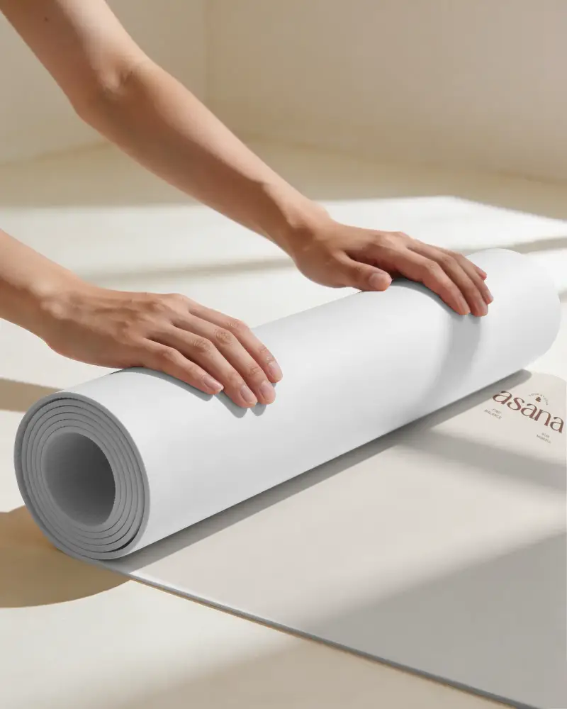 Premium Yoga Mat Mockup For Fitness Enthusiasts Showcasing Perfect Rolling And Texture Details