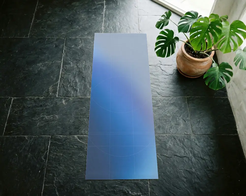 Textured Yoga Mat Mockup For Mindful Home Exercise Setup With Natural Light And Greenery
