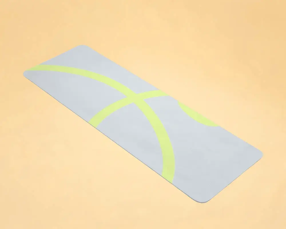 Minimal Yoga Mat Mockup On Warm Beige Background With Soft Studio Lighting And Rounded Corner Detail