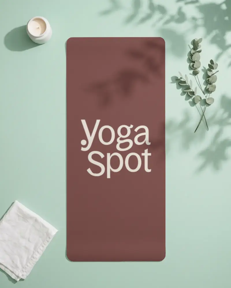 Premium Yoga Mat Mockup With Natural Decor Elements For Fitness Brand Promotion