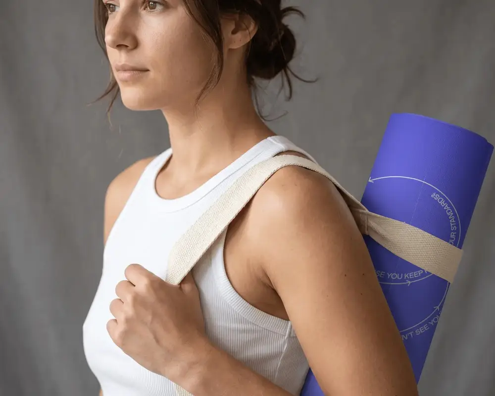 Lightweight Portable Yoga Mat Mockup With Carry Strap For Easy Transport To Studio