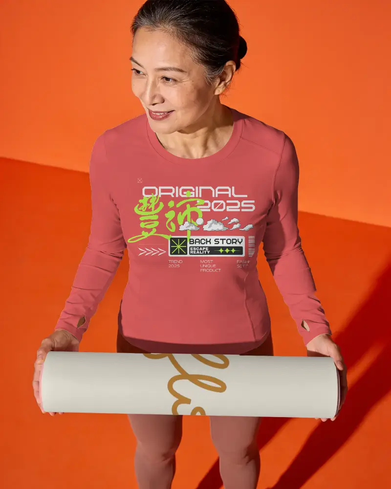 Woman Holding Yoga Mat Mockup In Standup Position For Fitness Exercise And Wellness