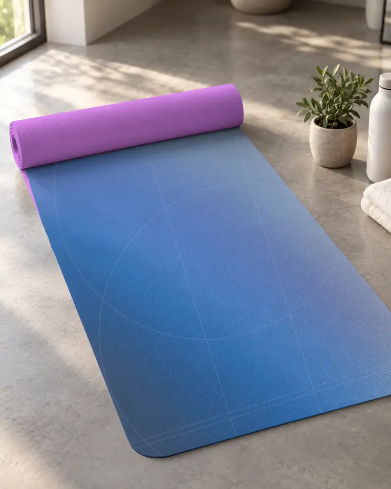 Premium Yoga Mat Mockup For Branding Showcase In Modern Studio Setting With Natural Light