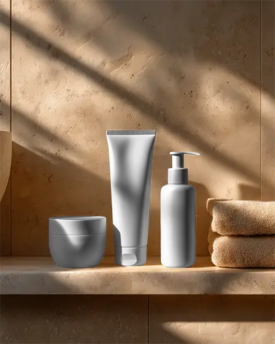 Skincare Bottle Mockup With Lotion Cream Jar And Pump Dispenser Effective Packaging