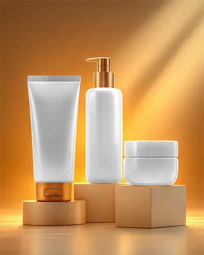 Premium Cosmetic Packaging Set Mockup With Lotion Pump Tube And Face Cream Jar Display