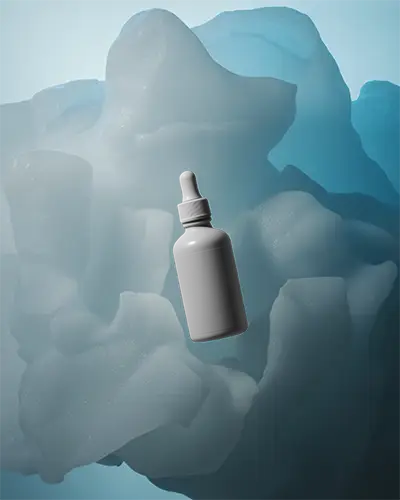 Sleek Dropper Bottle Mockup Design On Unique Sculptured Background For Product Display