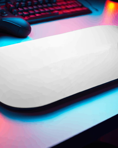 Curved Gaming Pad With Mouse And Keyboard In Background