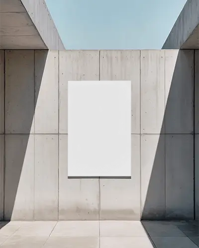 Concrete Wall Poster Mockup With Natural Light Shadow For Minimalist Presentation