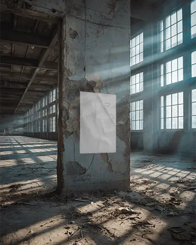 Sunlight Through Large Windows Poster Mockup Realistic Scene For Advertising And Branding