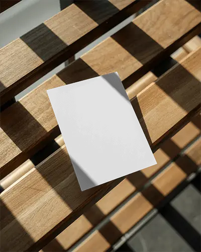 Poster Mockup On Wooden Bench With Natural Light And Shadows For Design Presentations