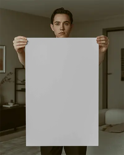 Vertical Poster Mockup With Person Holding Blank Space For Design Showcase