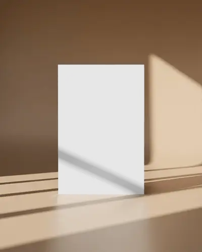 Vertical Poster Mockup On Minimalist Surface With Natural Light Shadow Play