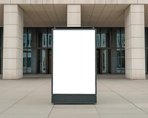 Blank Poster Mockup Outdoor Poster Stand Front Of Office Building Architecture