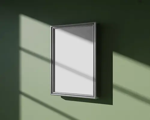 Realistic Portrait Poster Mockup With Wall Shadow Lighting Frame