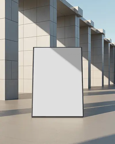 Modern Architecture Poster Mockup With Clean Minimalist Background And Sharp Light Shadows