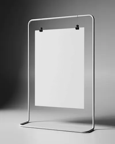 Minimalist Hanging Poster Mockup With Streamlined Stand Design For Clean Presentation