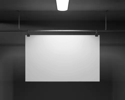 Hanging Blank Poster Mockup Industrial Ceiling Lighting Modern Minimalist Design Frame