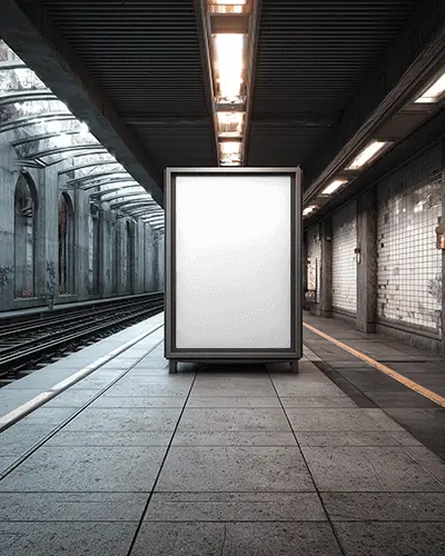 Urban Train Station Poster Mockup For Promotional Content And Marketing Strategy