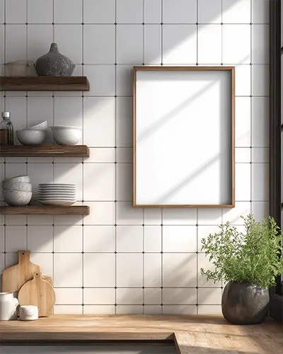 modern-kitchen-poster-mockup-on-tiled-wall-with-floating-shelves-and-wooden-countertop