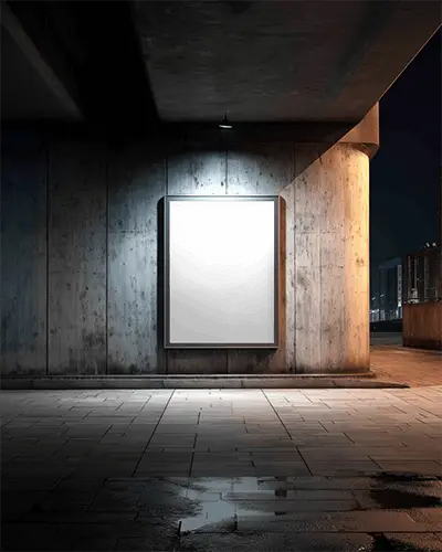 illuminated-urban-poster-mockup-on-concrete-wall-under-bridge-nighttime-street-scene