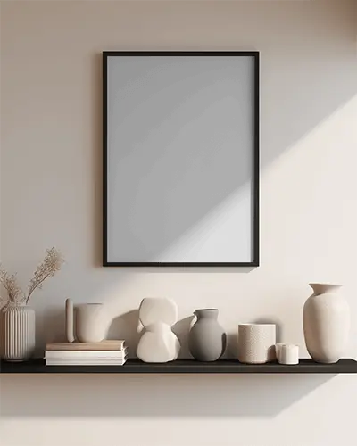 neutral-toned-interior-poster-mockup-elegant-above-shelf-with-decorative-ceramic-elements