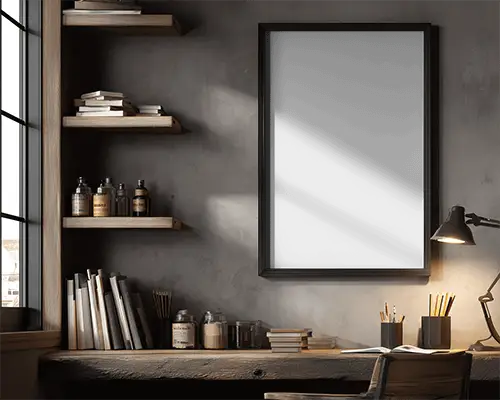 modern-minimalist-home-office-poster-mockup-with-wooden-shelf-and-desk-lamp