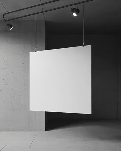 Hanging Poster Mockup With Industrial Lighting Minimalist Modern Interior Design Presentation Blank