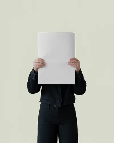 Clean Poster Mockup Person Holding Minimal White Background Modern Presentation Style