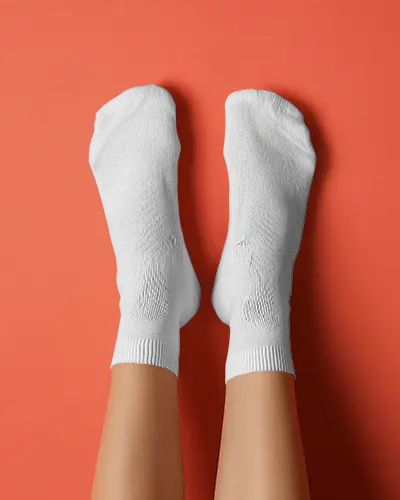 Lifestyle Socks Mockup Bottom View Model Legs Minimal Studio Setting