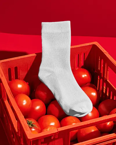 Crew Socks Mockup Placed In Produce Crate Creative Editorial Product Styling