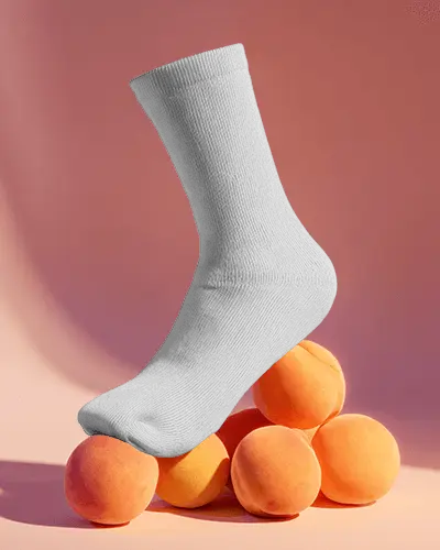 Lifestyle Crew Socks Mockup Single Crew Design Elevated On Organic Props Composition