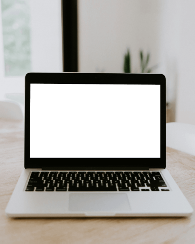 Laptop Mockup Near Window With User Typing And Drink On Side