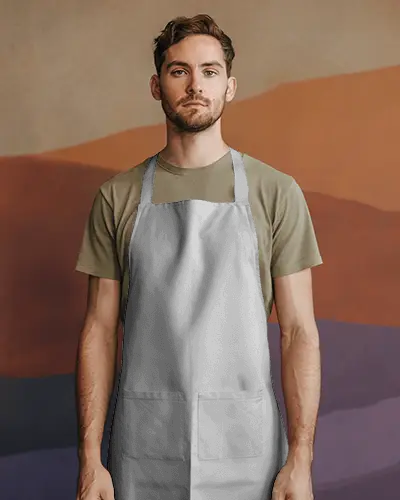 Male Wearing Clean Professional Apron Mockup With Front Pockets Perfect For Cooking And Craft