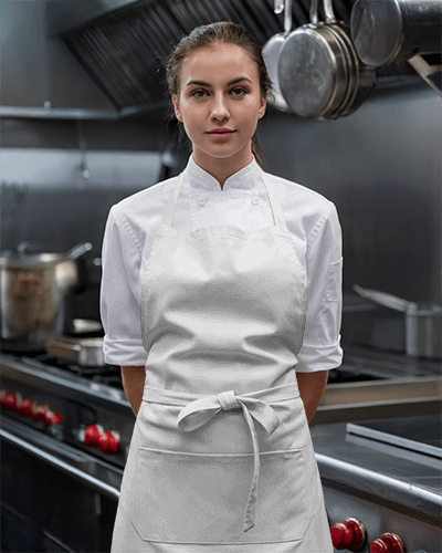 Chef Apron Mockup Female Chef Presenting Kitchen Garment