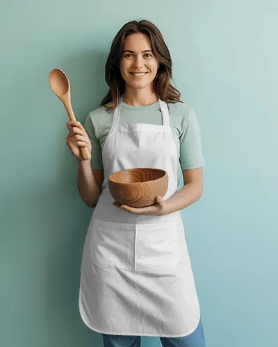 Adjustable Neck Strap Apron Mockup Large Front Pocket For Cooking Grilling And Craft Activities