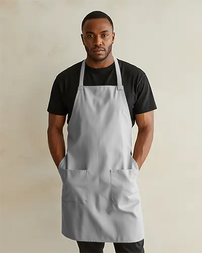 Durable Easy To Clean Apron Mockup With Functional Front Pockets For Kitchen Use