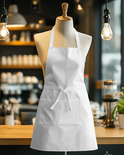 Trendy Chef Wear Apron Mockup Presented In Elegant Kitchen Setting