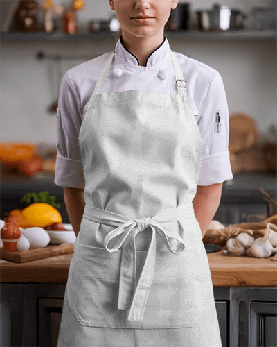 Professional Kitchen Apron Mockup Female Chef Hello Sunshine Print