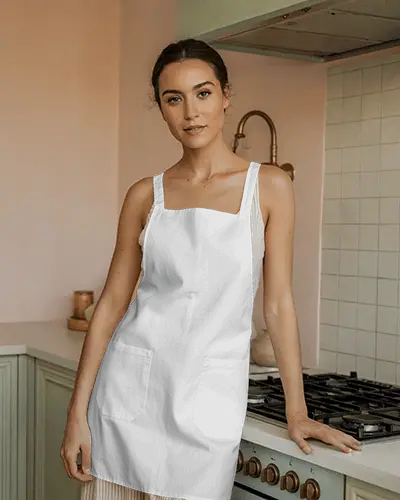 light-toned-kitchen-apron-mockup-woman-leaning-on-stove-cozy-home-chef-vibe