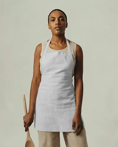 Woman Wearing Cotton Apron Mockup Cooking And Kitchen Use Durable Comfortable Style