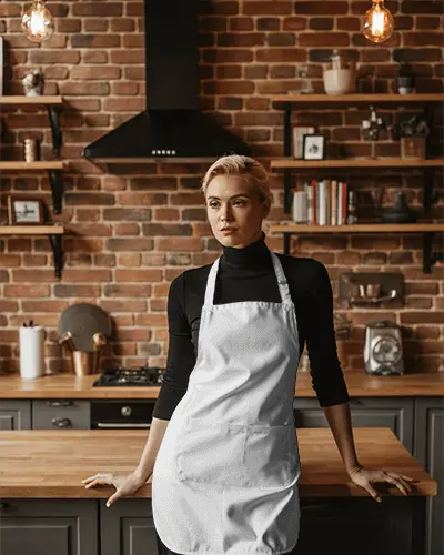 Professional Kitchen Apron Mockup With Adjustable Neck Strap And Large Front Pocket For Chefs