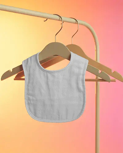 Baby Bib Mockup On Hanger Minimalist Layout For Kids Apparel Branding