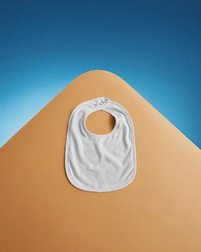 Baby Bib Mockup For Infant Apparel Presentation Soft Fabric Accessory Flatlay Photo
