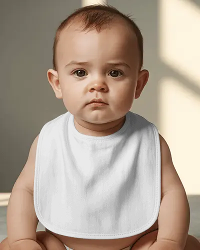 Adorable Baby Wearing Soft Bib For Easy Cleaning And Comfortable Mealtime Experience
