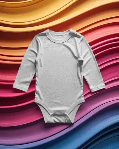 Baby Long Sleeve Onesie Mockup Soft Cotton Infant Bodysuit For Kid Clothing